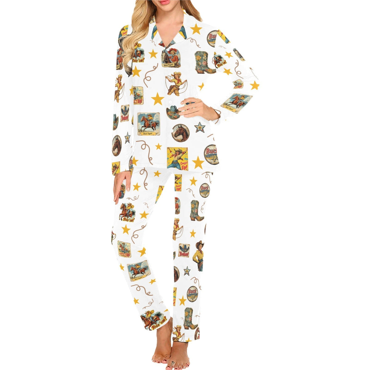 Baha Ranch Vintage Cowgirl Collage Pajama set