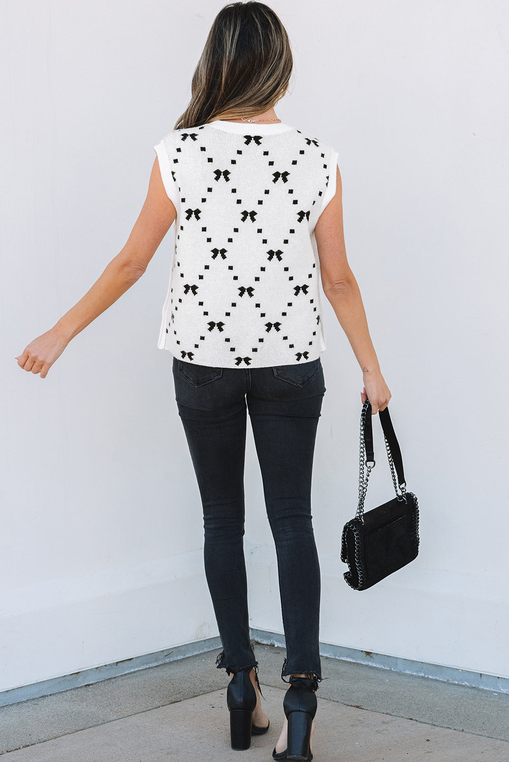Threaded Pear Reagan Pattern Side Cropped Sweater