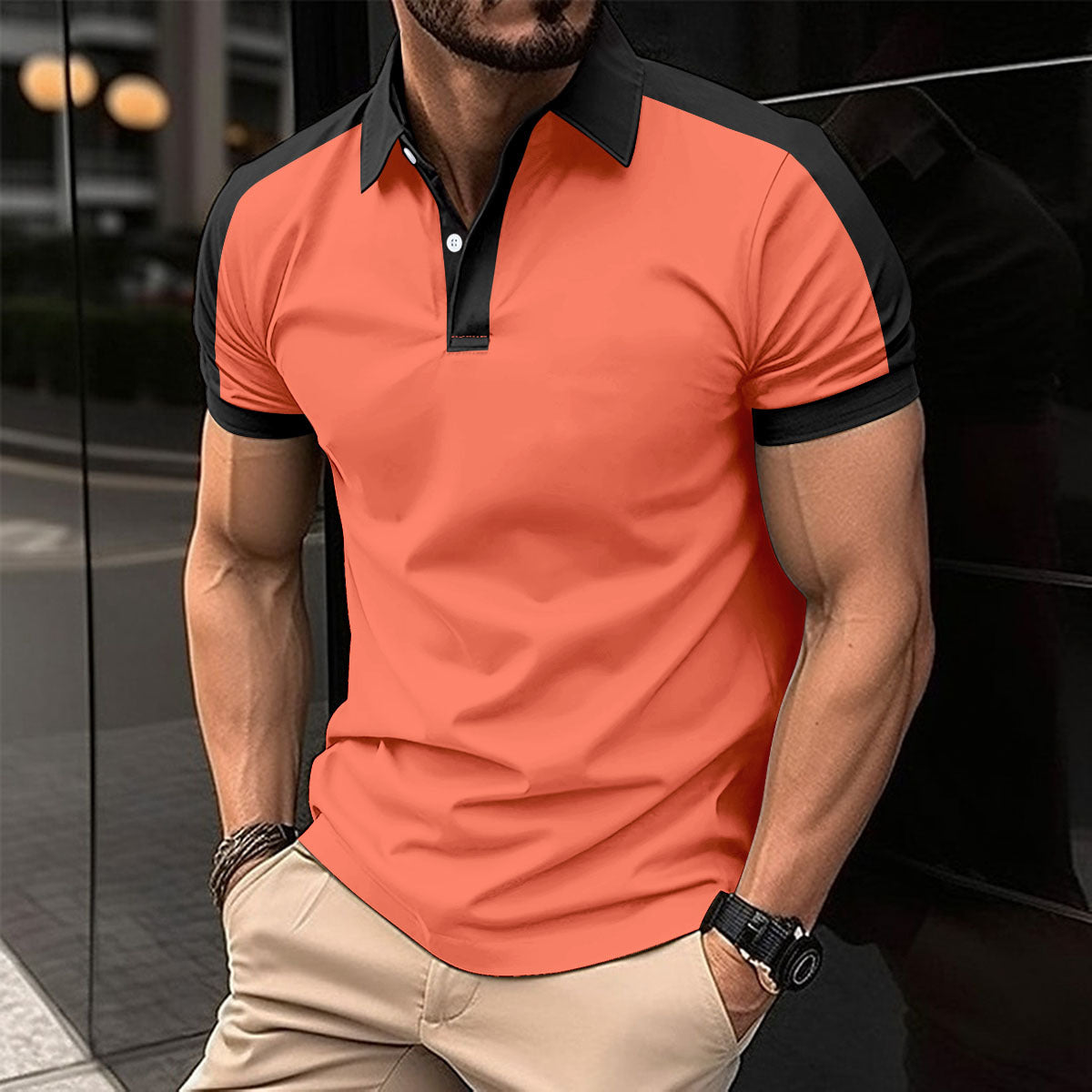 Men's Short Sleeve Business Casual Polo Shirt | Summer Lightweight Cotton Blend Dress Shirt | Premium Solid Color Semi-Formal Polo for Men