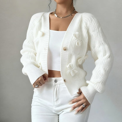 Women's Bow Cropped Cardigan