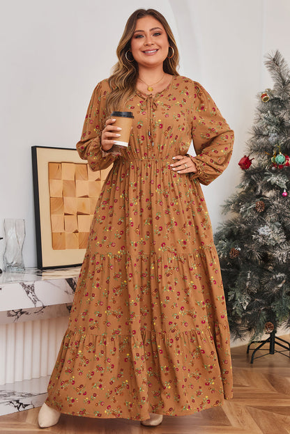 Threaded Pear Charleigh Sleeve Tiered Maxi PLUS Dress