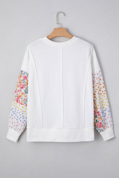 Threaded Pear Raelynn Floral Patchwork Casual Sweatshirt