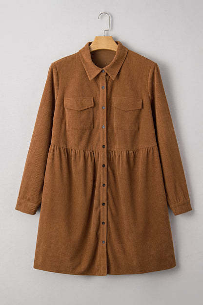 Threaded Pear Galilea Corduroy Full Collared PLUS Shirt