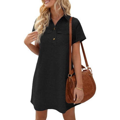 Women's Short Sleeve Denim Shirt Dress