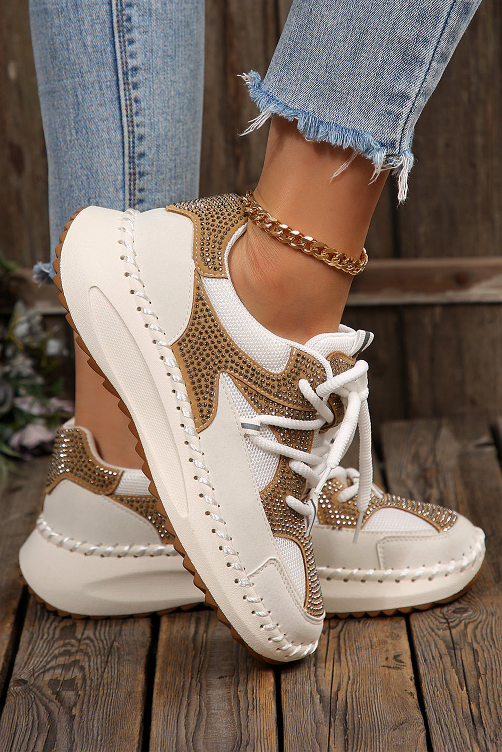 Threaded Pear Abigail Lace Up Breathable Sneakers
