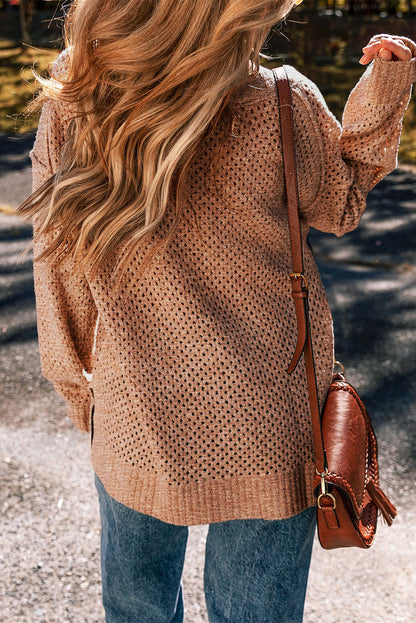 Threaded Pear Luciana Eyelet Drop Shoulder Sweater