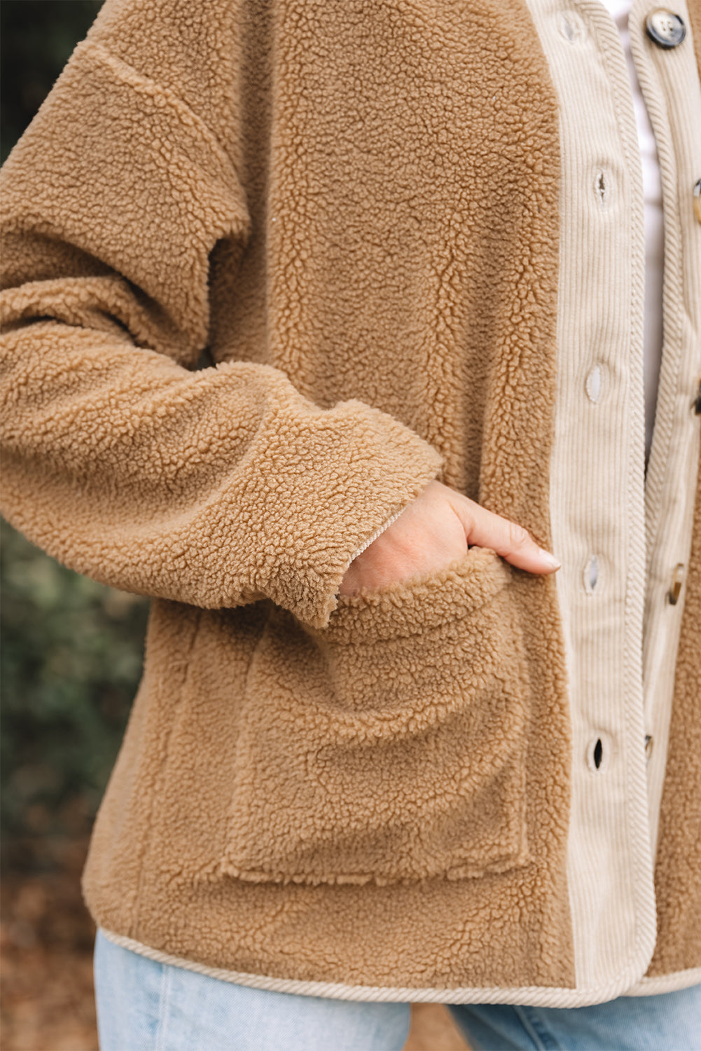 Threaded Pear Lilisha Corduroy Edge Patchwork Jacket