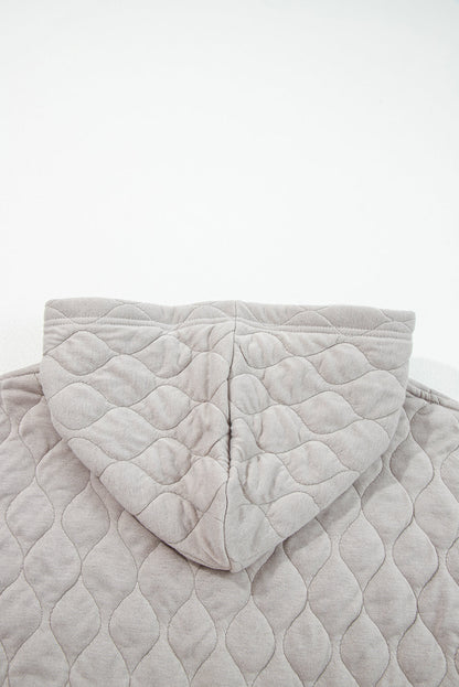 Threaded Pear Gray Quilted Quarter Zip Plus Size Hoodie