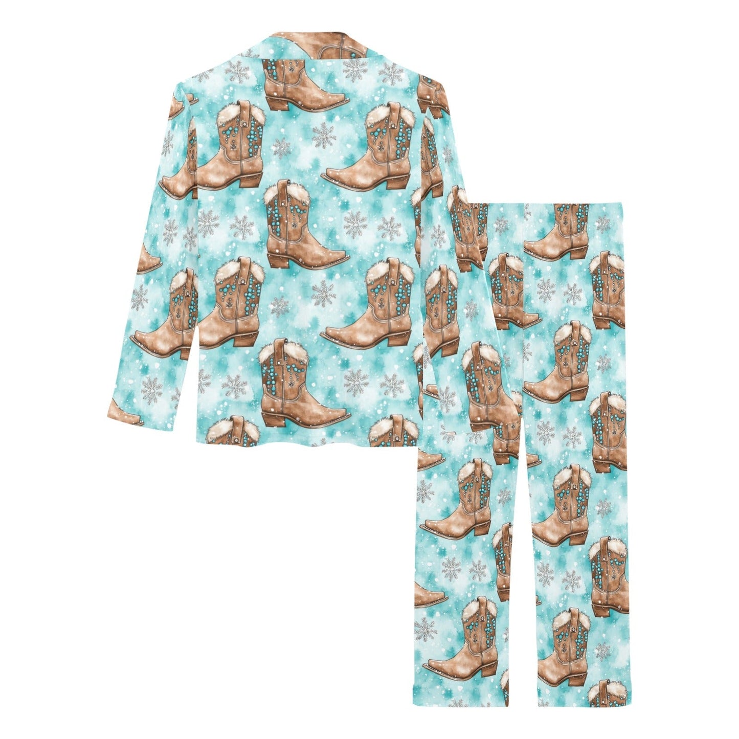 Baha Ranch Turquoise Christmas Boots Women's Western Pajamas
