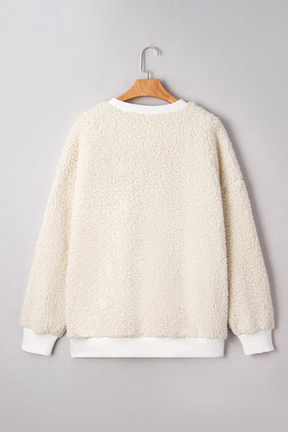 Threaded Pear Ensley Christmas Embroidered Sherpa Pullover