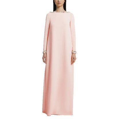 Fashionable Minimalist Beaded Long Dress | Loose-Fitting Elegant Maxi Dress | High-Sense Chic Casual Gown | Sophisticated Oversized Beaded Dress for Women
