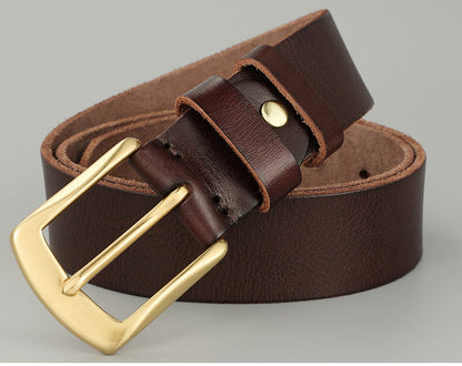 Men’s Handmade Genuine Cowhide Leather Belt | Casual Trend Vintage Waistband | High-Sense Durable Real Leather Belt | Premium Hand-Crafted Accessory for Men