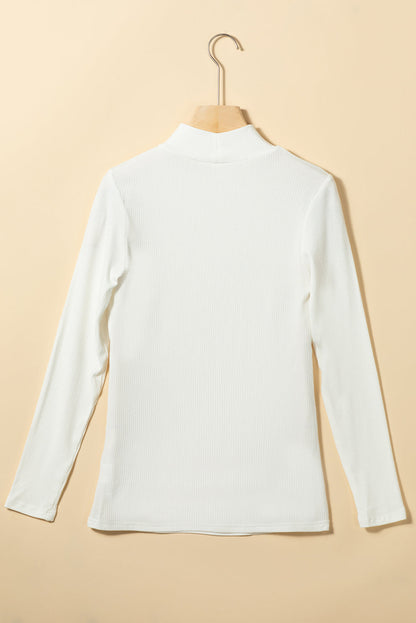 Threaded Pear Adelyn Ribbed Knit High Long Sleeve Top