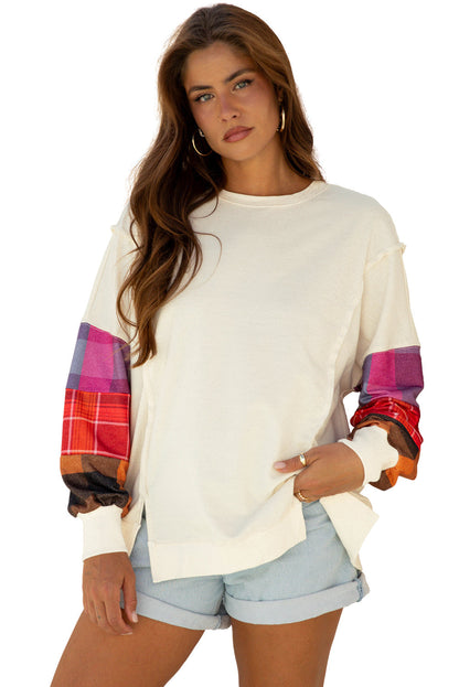 Threaded Pear Anika Seam Patchwork top Long Sleeve Top
