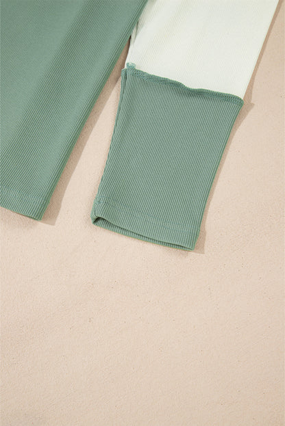 Threaded Pear Faye Colorblock Patchwork Raglan Long Sleeve Top