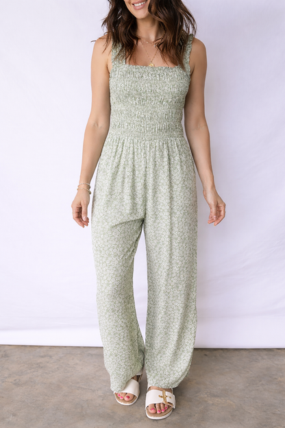 Calliope Square Sleeveless Floral Jumpsuit by Threaded Pear