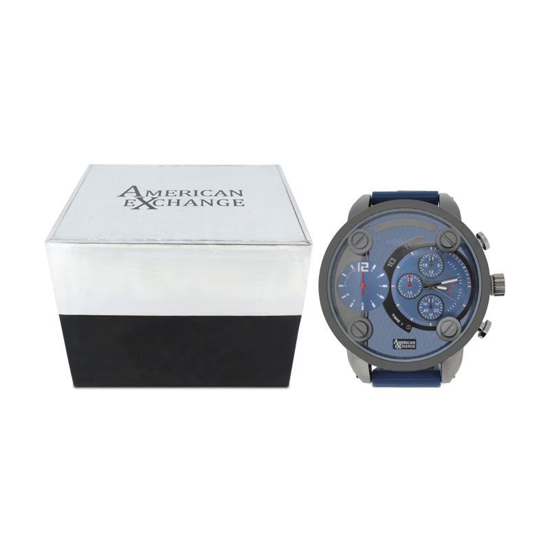 American Exchange Men's Black And Blue Watch With Mixed Bracelet 5421
