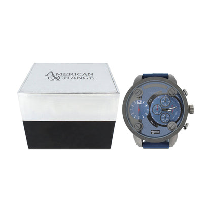 American Exchange Men's Black And Blue Watch With Mixed Bracelet 5421