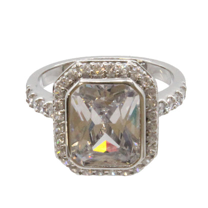 Adrian Buckley Pave Collection Silver Square Crystal Ring CZR392M (M)