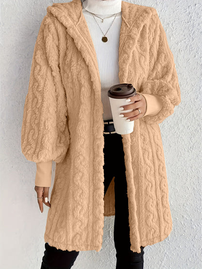 ✨Women's Plush Fleece Soft Midi-Length Jacket with Pockets