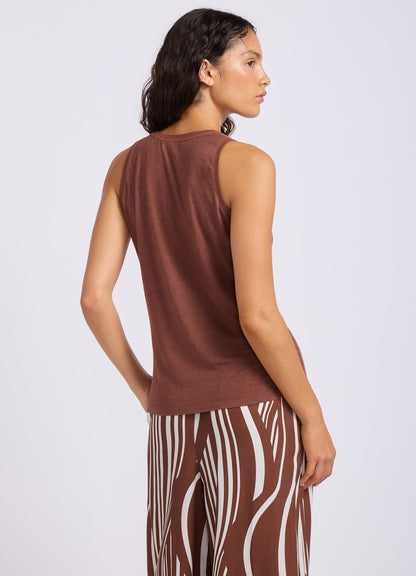 Slub Linen V Neck Tank Top
