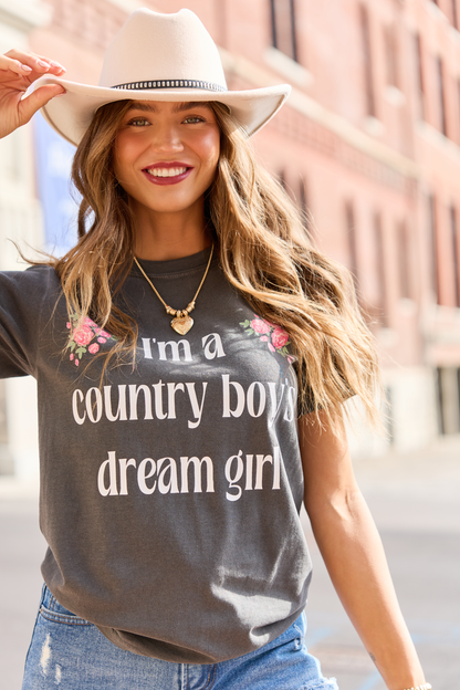 Country Boy's Dream Girl Dark Grey Graphic Tee