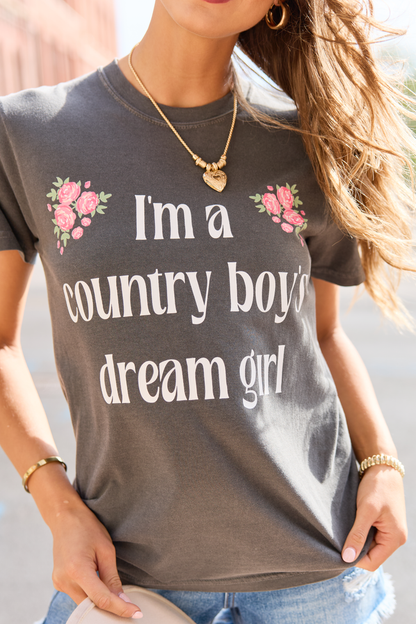 Country Boy's Dream Girl Dark Grey Graphic Tee