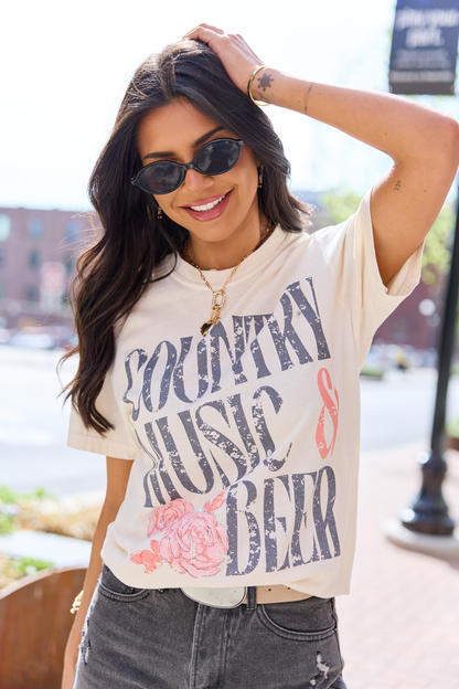 Country Music & Beer Ivory Graphic Tee