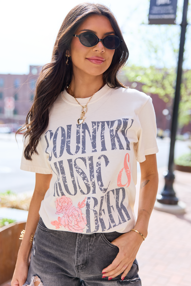 Country Music & Beer Ivory Graphic Tee