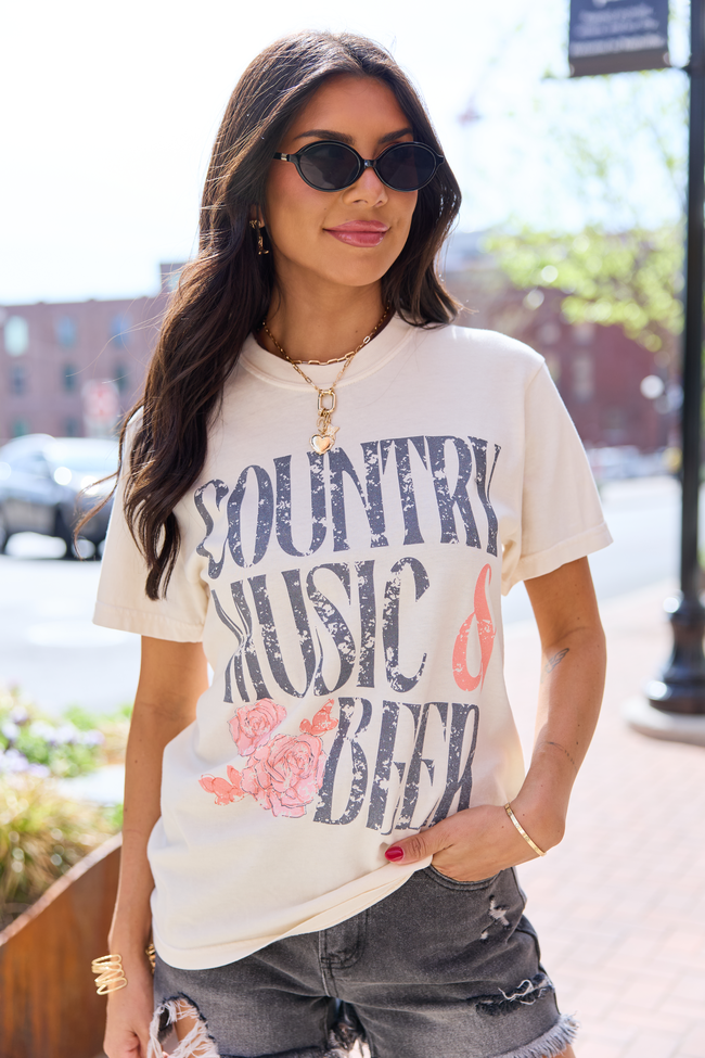 Country Music & Beer Ivory Graphic Tee