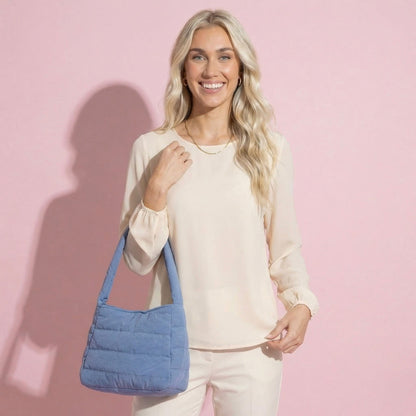 Anna-Kaci Women's Quilted Mini Handbag - Compact Puffy Top-Handle Bag for Casual Daily & Stylish Outings