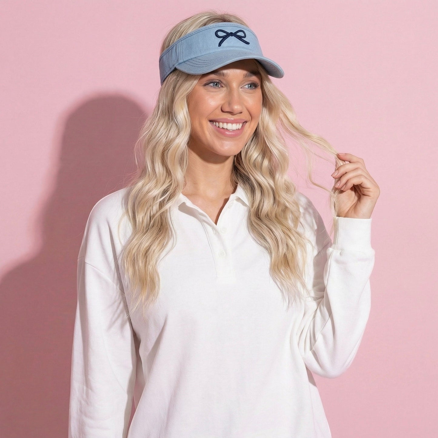 Anna-Kaci Women's Denim Visor Hat with Curved Brim Adjustable Back Bow Accent Casual Headwear