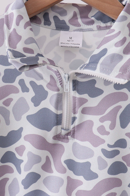 Camo Silky Scalloped Polo Set