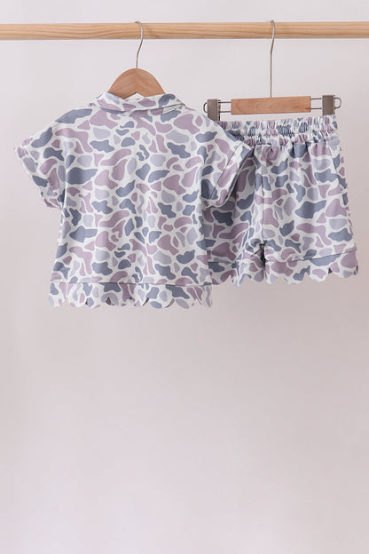 Camo Silky Scalloped Polo Set