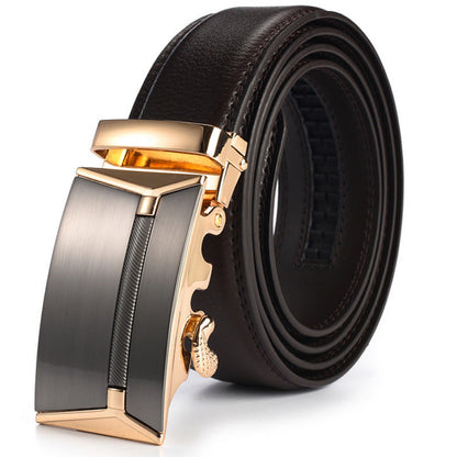 Men's Executive Automatic Ratchet Belt | No-Hole Adjustable Business Belt | Premium Professional Waist Strap with Quick-Release Buckle | Men's Comfort Click Belt