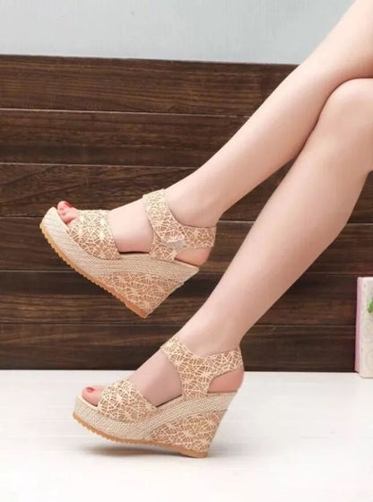 Women’s Flat-Bottom High-Heel Sandals | Comfortable Platform Wedge Sandals | High-Sense Summer Open-Toe Heels | Elegant Lightweight Daily Casual Sandals