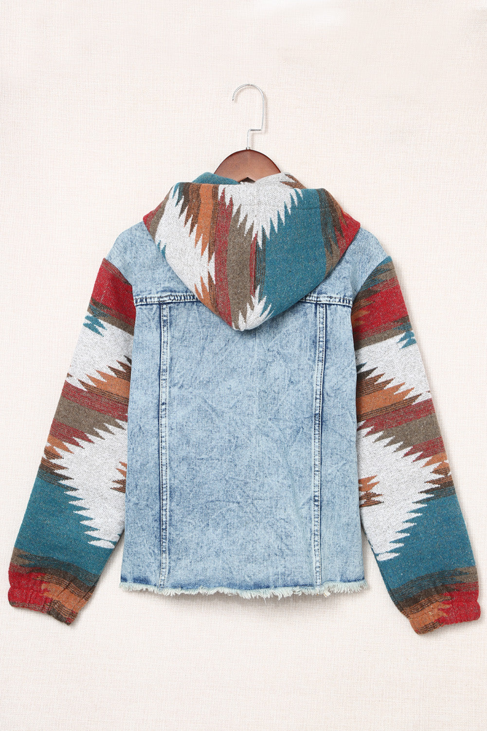 Threaded Pear Emily Print Frayed Hem Jacket