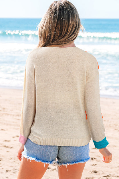 Threaded Pear Destiny Colorblock Cuffed Loose Sweater