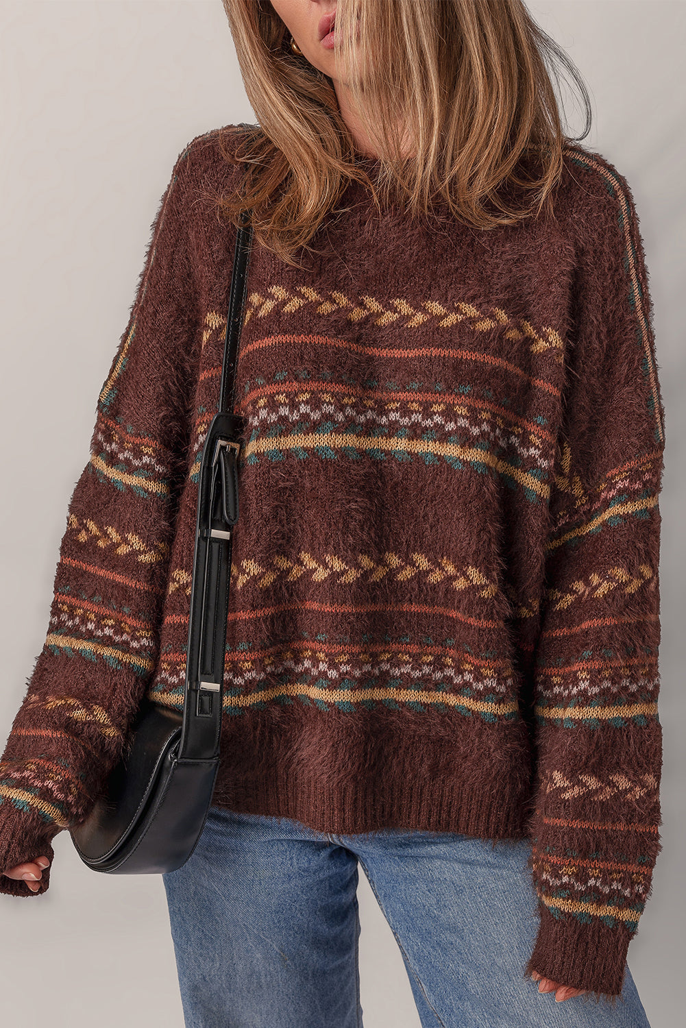 Threaded Pear Madison Knitted Drop Shoulder Sweater