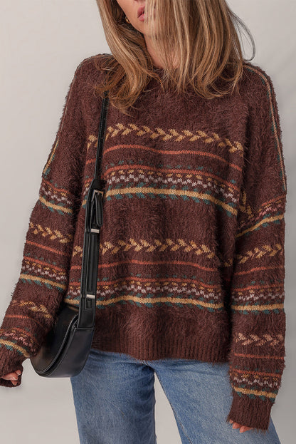 Threaded Pear Madison Knitted Drop Shoulder Sweater