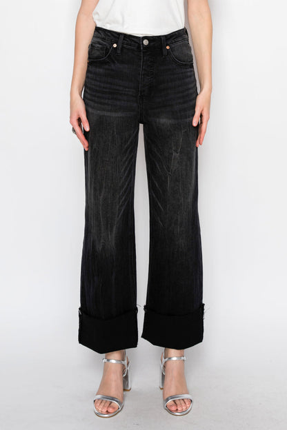 Elodie Tummy Control Inseam Transform High Rise A-line Wide Jeans