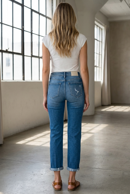 Alexa High Rise Tapered Leg Mom Jeans