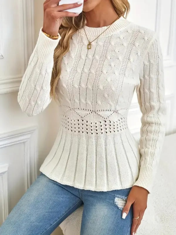 ✨Women's Chunky Knit Crew Neck Long Sleeve Knit Top