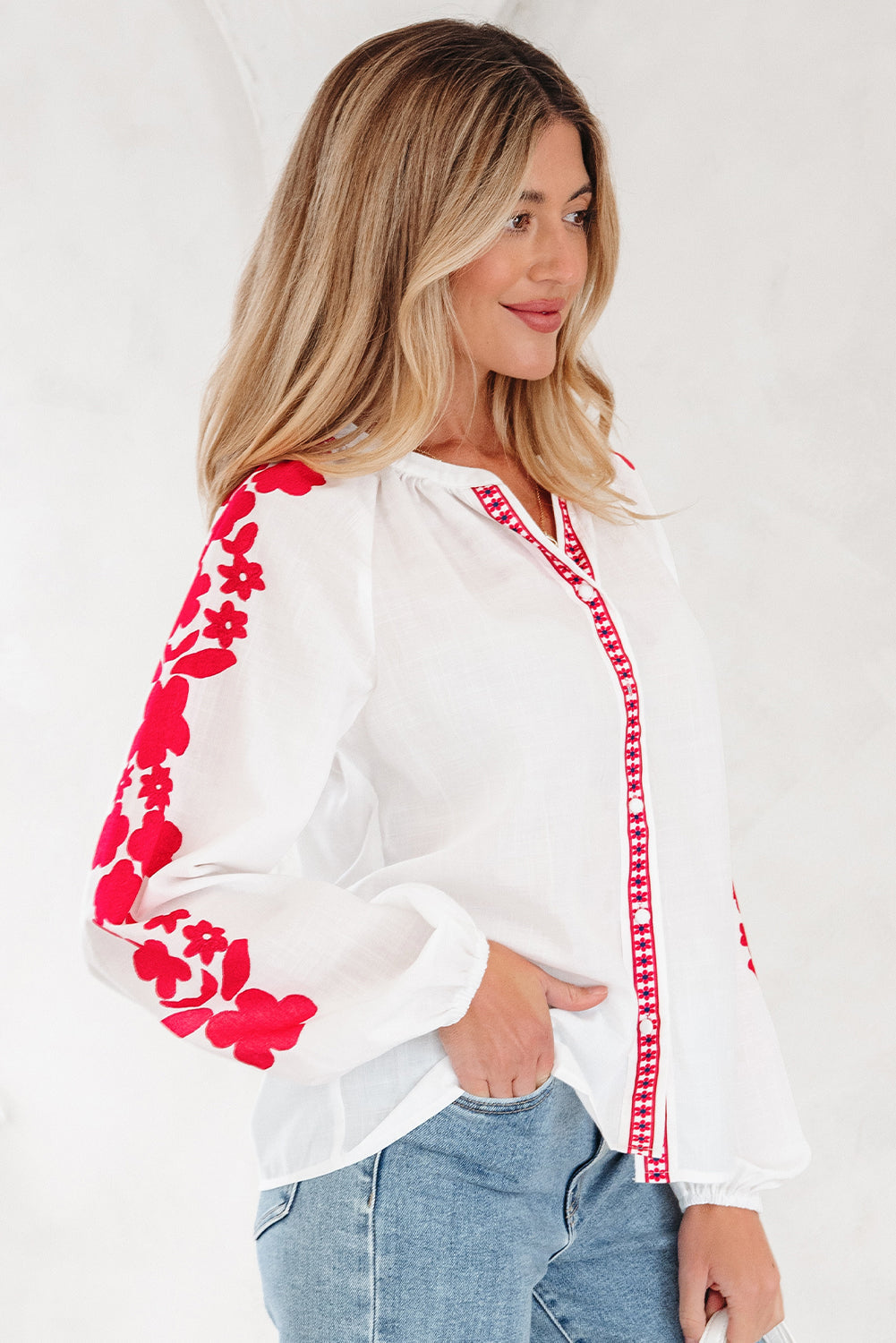 Threaded Pear Karibella Sleeve Casual Shirt Long Sleeve Top