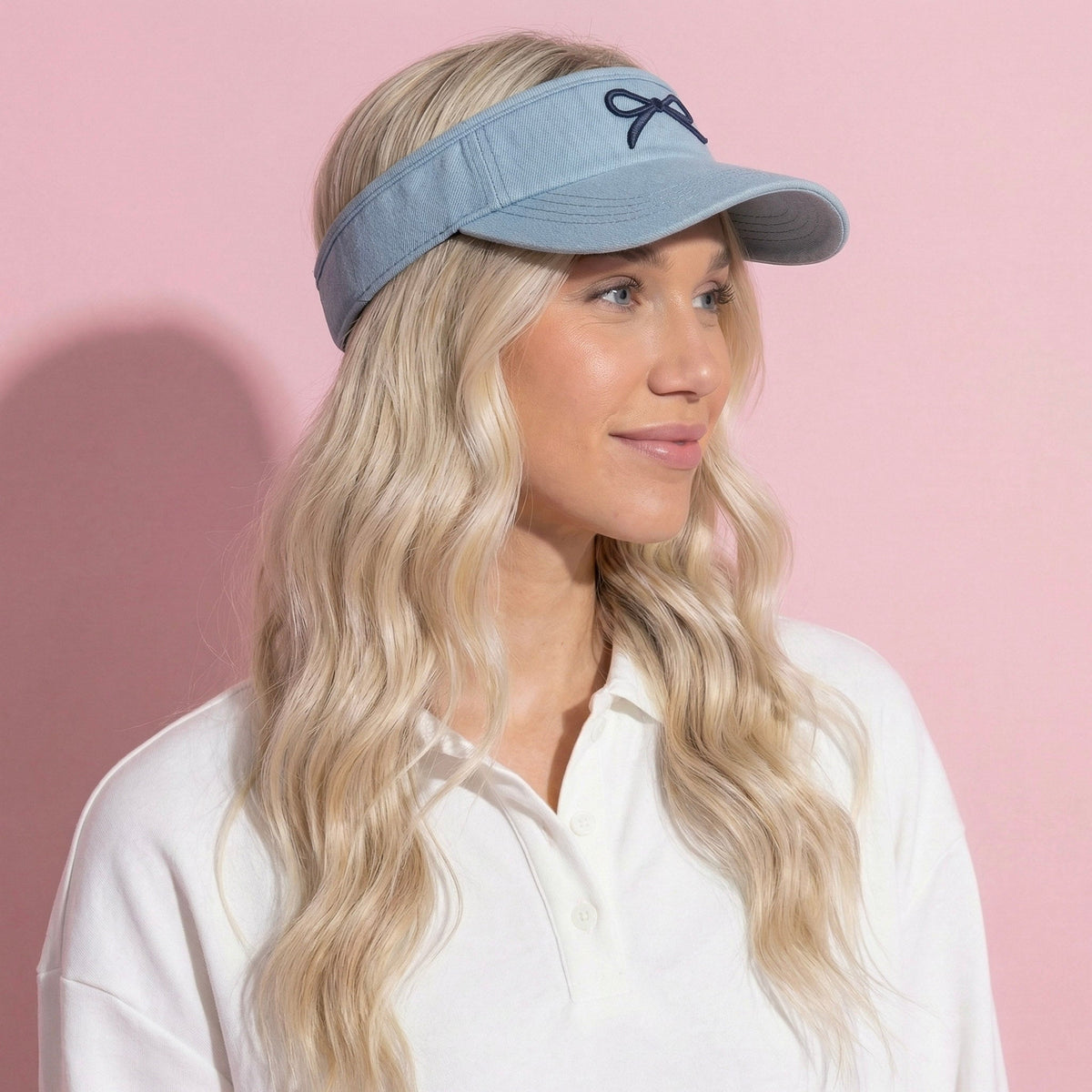 Anna-Kaci Women's Denim Visor Hat with Curved Brim Adjustable Back Bow Accent Casual Headwear