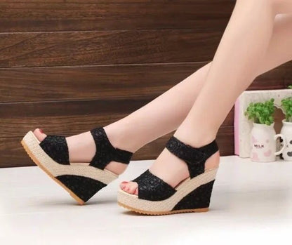 Women’s Flat-Bottom High-Heel Sandals | Comfortable Platform Wedge Sandals | High-Sense Summer Open-Toe Heels | Elegant Lightweight Daily Casual Sandals