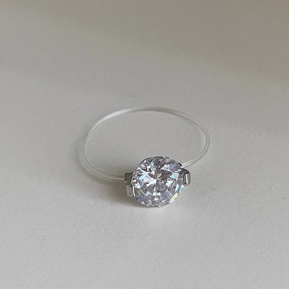 Light-luxury Transparent-thread Invisible Mermaid-tear Ring For Women