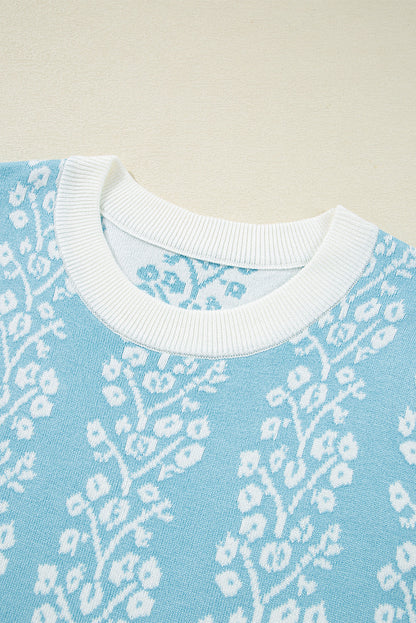 Threaded Pear Leilani Floral Crewneck Short Sleeve Sweater