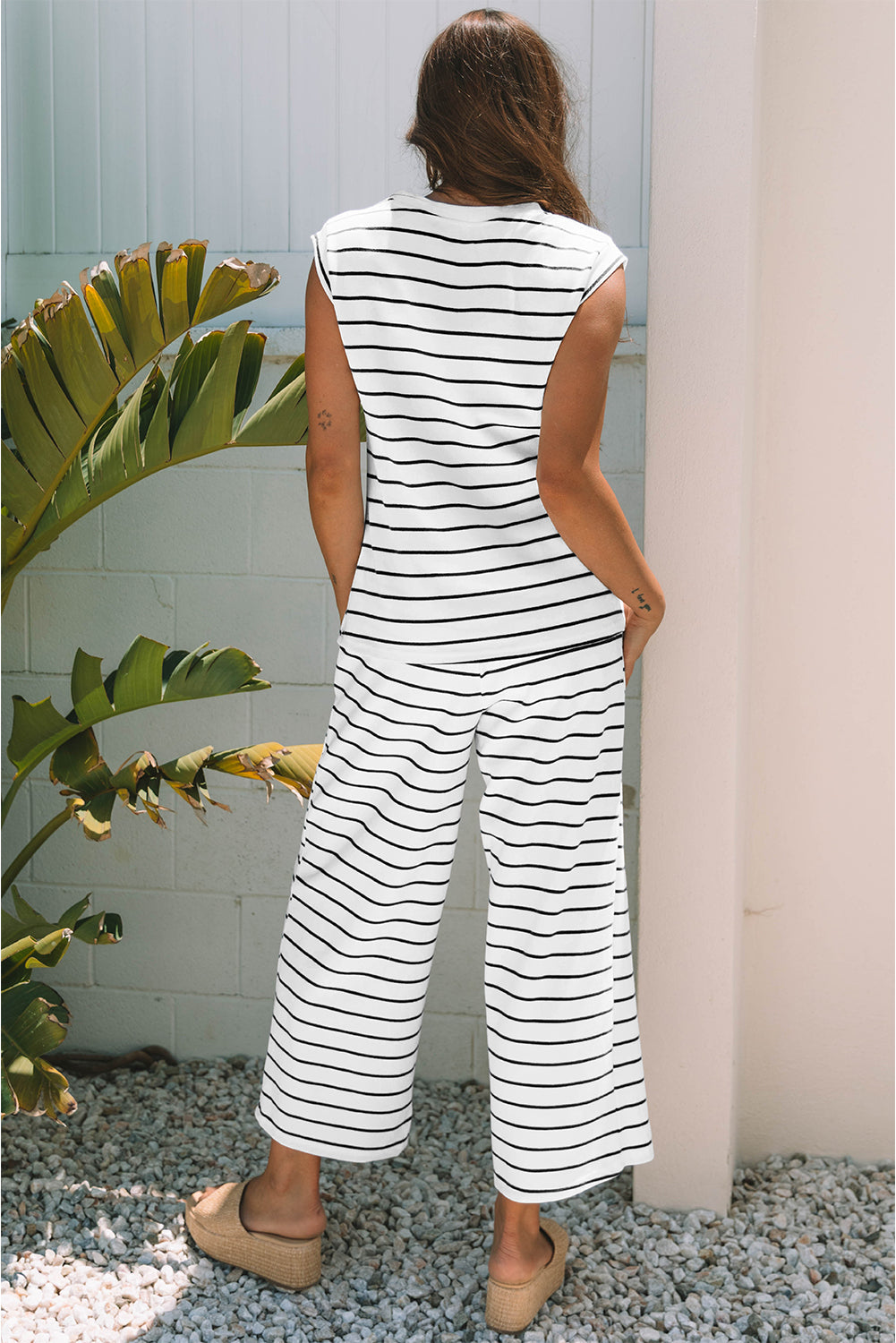 Threaded Pear Avery Stripe Casual Wide Leg 2pcs