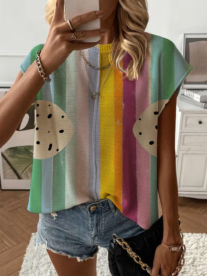 Women's Print Drop-Shoulder Knit Top